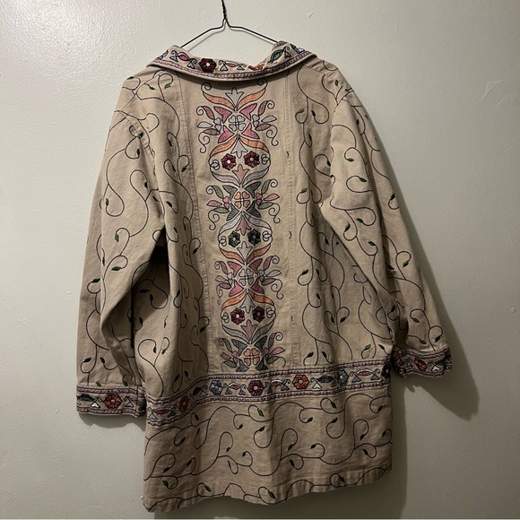 Vintage Denim & Co. Large Embroidered Denim Floral and Vine Shirt - Picture 1 of 12